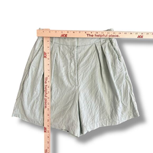 Abercrombie & Fitch Linen Blend Pleated High Rise Shorts Women’s S Sage Green - Picture 3 of 12